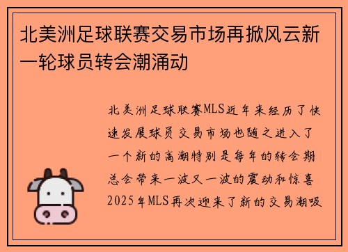 北美洲足球联赛交易市场再掀风云新一轮球员转会潮涌动